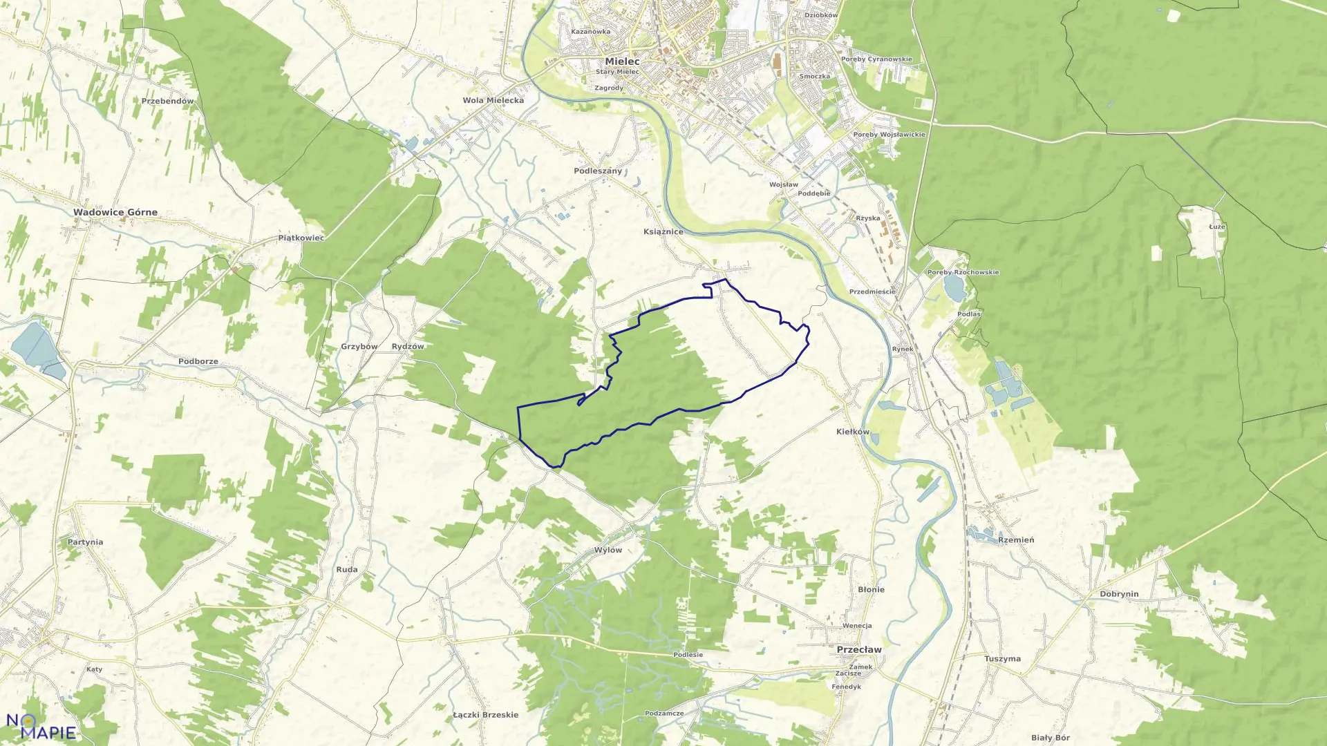 Mapa obrębu Goleszów w gminie Mielec